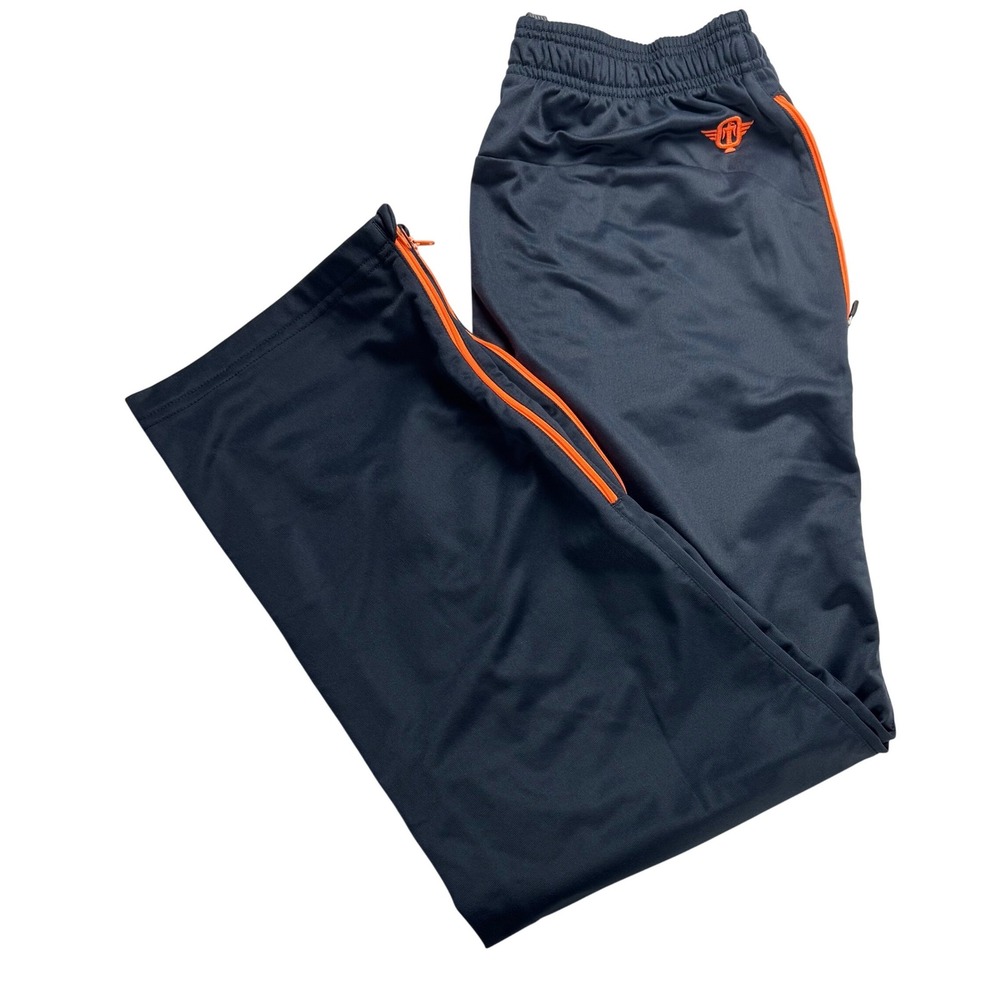 VTG Tapout Mens Track Pants Gray Orange Zipper Pockets‎ MMA Training Joggers M